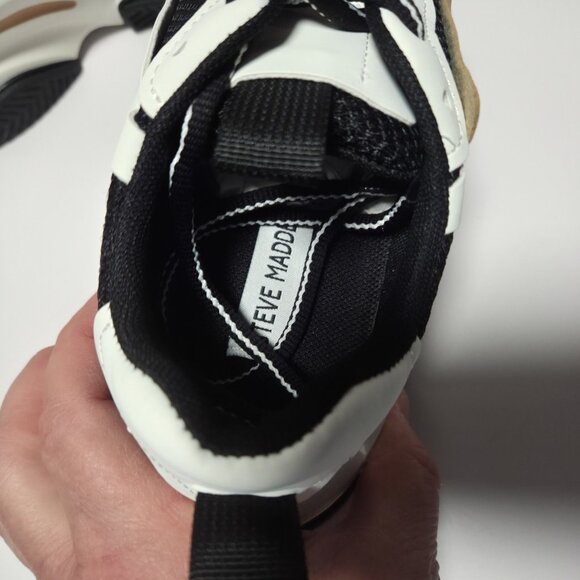 Steve Madden Possession Platform Fashion Lace Up Sneaker Choose Sz 6 Black Tan - Picture 8 of 9